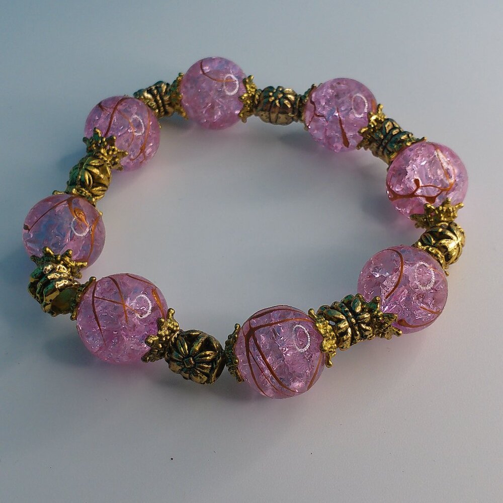 Women's Purple/ golden Clear Crystal beaded Bracelet,